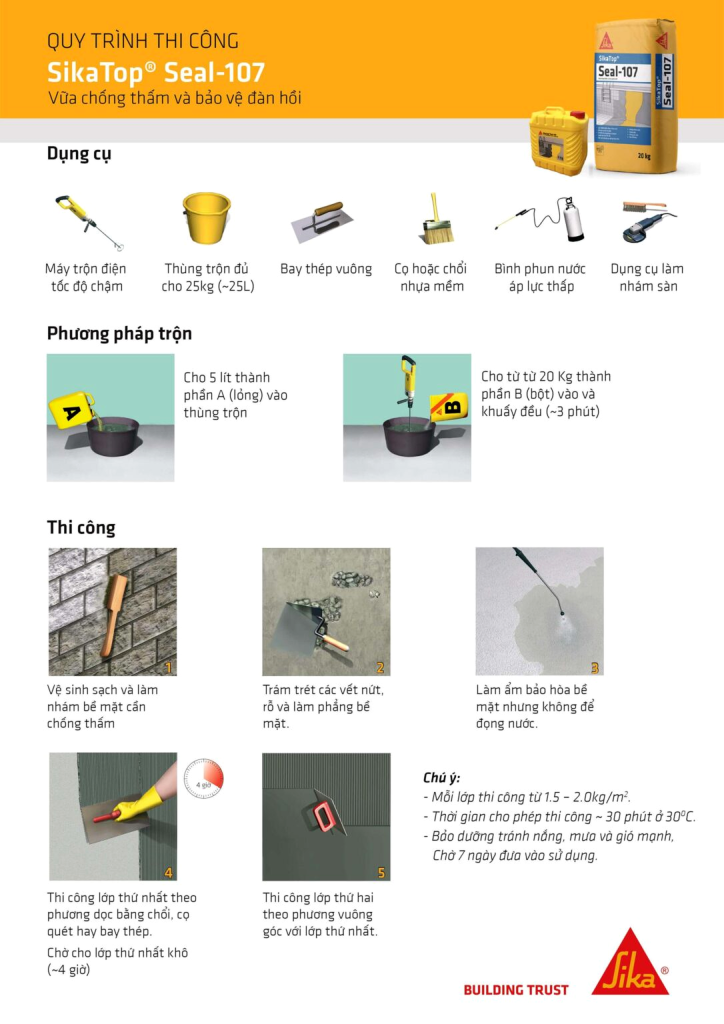 Quy trình thi công SikaTop Seal 107